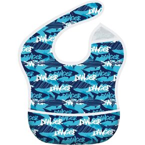 Mess Proof Baby Bibs, Waterproof Baby Apron for Boy and Girl, Kids Essentials for Travel Baby Bibs for Eating, Feeding Bibs Age:0-3 Years Old （Shark）