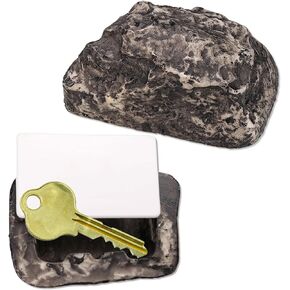 Rock to Hide Key Outside, Fake Stone Hide a Key Looks Real Stone, Secret Outdoor Key Holder Safe Box for Keys Yard House Necessities D-Rock Shape