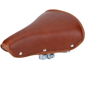 PU Leather Bike Seat, Brown Bike Saddle Universal Bike Seat Cushion Exercise Saddle Replacement Spring Saddle