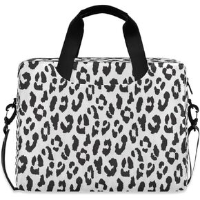 Laptop Bag Computer Bags Messenger Shoulder Bag Briefcase Black White Leopard for Business Office Work