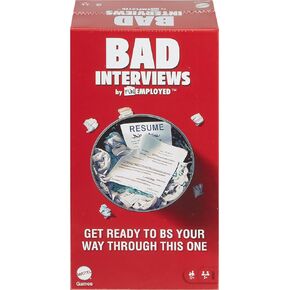 Mattel Games Bad Interviews by Funemployed Party Game for Adults and Game Night for 3 or More Players, Hilarious Quick-Thinking Interview Card Game