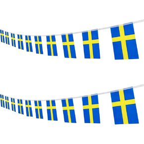Sweden Swedish String Banner Flag,16 ft 20 Mini Flags String, 5.5 x 8.2 Inch String Flag Banner, Indoor and Outdoor Party Decorations. in Kuwait