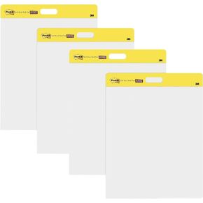 Post-it® Easel Pads Super Sticky Self-Stick Wall Pad, Unruled, 20 White 20 x 23 Sheets, 4/Carton