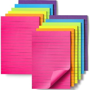 12 حزمة من أوراق الملاحظات اللاصقة المبطنة مقاس 4×6، 6 وسادات ملاحظات لاصقة بألوان زاهية مع خطوط، ملاحظات كبيرة ذاتية اللصق - اللوازم المدرسية، المنزل، دفاتر ملاحظات مكتبية، لوازم قرطاسية - 35 ورقة/وسادة in Kuwait