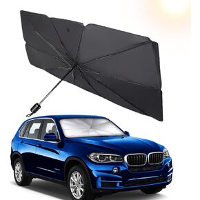Car Windshield Sun Shade Umbrella, Foldable Car Sunshade Front Window Cover Windshield Sunshades,UV Protection,Foldable Windshield Umbrella Sun Shade Cover Visor,Fit for Most Cars(55"x 31")