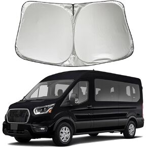 Car Windshield Sun Shade Sunshade Compatible with Ford Transit Van (NOT for E-Transit) Wagon XL XLT Cargo 2015-2020 2021 2022 2023 2024 Accessories, Foldable Car Front Window Sun Shield