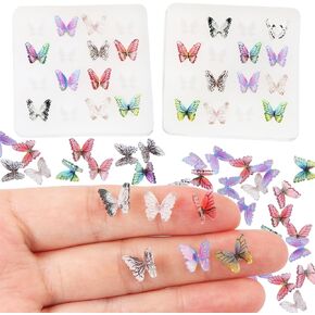 2PCS Mini Butterflies Silicone Molds Dollhouse Miniature Butterfly Mold Small Silicone Molds Butterflies for Crafts Mini Micro Fairy Garden Dollhouse Decoration