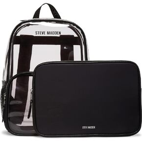 Steve Madden Women's Clear Backpack with Tech Pouch, Beige, One Size