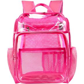 Clear Backpacks for School Large Clear Bookbag with Multi-Pockets PVC Transparent Backpack for College, Work,Black