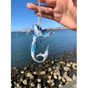 Mermaid Ornament, Handmade Resin Art is One Of A Kind, State Christmas Ornament With Real California Sand And Ocean Waves