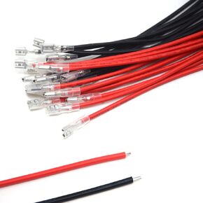 20 قطعة أحمر/أسود 20 سم 14AWG سلك أنثى بأسمائها الحقيقية مجموعة طرفية تجعيد مع كم عازل (6.3 مم) - تشكيلة لصق سريعة لمفاتيح الروك ومآخذ الطاقة