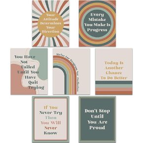 HerZii Prints Growth Mindset Posters - Set of 7 Motivational Poster For Classroom, Positive Affirmations Quotes Wall Art, Classroom Decaration Posters, 8x10 UNFRAMED