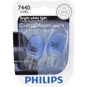 Philips 7440CVB2 CrystalVision Ultra Miniature Bulb, 2 Pack