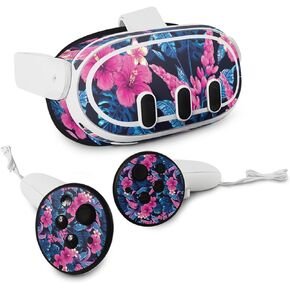 MightySkins Skin Compatible with Meta Quest 3 - Contrast Hibiscus | Protective, Durable, and Unique Vinyl Decal wrap Cover | Easy to Apply