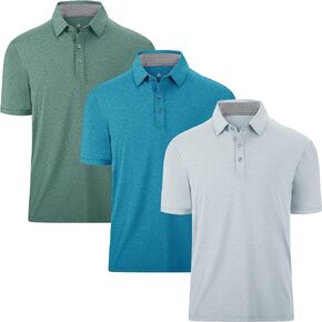 SWISSWELL Golf Polo Shirts for Men 3 Pack Short Sleeve Performance Outdoor Active Collared Shirts