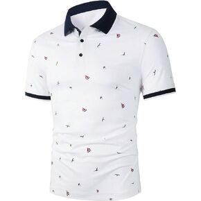 SOLY HUX Men's Graphic Print Polo Shirts Short Sleeve Collared Golf Shirt Casual Tops