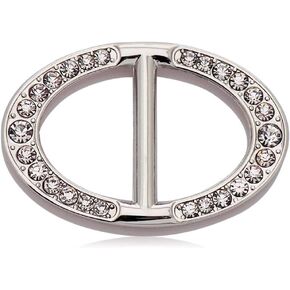 1 Pcs Oval Scarf Buckle Luxury Diamond Metal Scarf Ring Clip Wrap Holder Clamp Clasp for Clothing Silk Neckerchief T-Shirts(Silver)