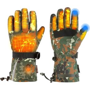 ZonLi Heated Gloves for Men and Women with 5000mAh Rechargeable Electric Battery, Touch Screen Waterproof Gloves, Hiking Skiing Cycling Motorcycle Hand Warmer (L, Camouflage) in Kuwait
