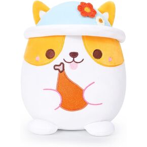 AIXINI Cute Pink Cat Plush Pillow 8" Kitten Stuffed Animal, Soft Kawaii Cat Plushie with Hat Outfit Costume Gift