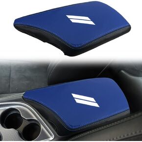BOYOUS Car Armrest Cover Waterproof Center Console Pad Covers Scratch Resistance Box Cover Leather Protector Pad Decoration Accessories for Dodge Challenger 2015-2023(Black Stitches)