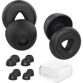 Ear Plugs for Sleeping Noise Cancelling, Reusable Hearing Rrotection in Flexible Silicone for Sleep, Work, Travel and Noise Sensitivity, 25dB-30dB Noise Cancelling 4 Pairs Eartips in XS/S/M/L-Black