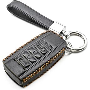 MECHCOS Compatible with Acura ILX MDX RDX RLX TLX Smart 5 Buttons Leather Keyless Entry Remote Control Key Fob Cover Case Protector Accessories, Black