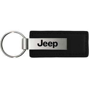 Au-Tomotive Gold, Inc. Leather Key Fob Compatible with Jeep (Black)