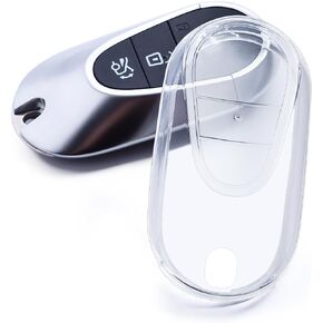 Car Key Fob Cover Case Keychain Compatible with Mercedes Benz C300 C43 S500 S560 GLC 300 EQE 350 500 EQS 450 580 AMG SL55 (2 Pack with Chain)