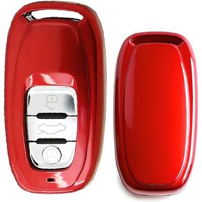 iJDMTOY Exact Fit Glossy Metallic Black Carbon Fiber Pattern Smart Remote Key Fob Shell Compatible with Audi A3 A4 A5 S4 S5 A6 A7 A8 Q3 Q5 Q7, etc Gen1 Key