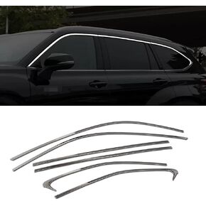 Car Accessories Fit for Toyota Highlander 2020 2021 2022 2023 Upper Windows Frame Sill Molding Cover Trims Stainless Steel (Silver) 6 PCS