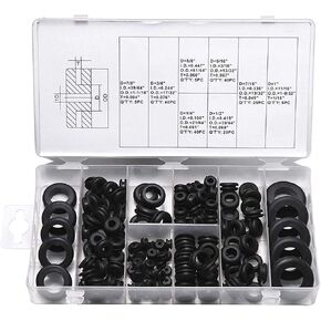 مجموعة حلقات مطاطية متنوعة من KEWAYO 180 قطعة - 8 مقاسات (1/4 بوصة، 5/16 بوصة، 3/8 بوصة، 7/16 بوصة، 1/2 بوصة، 5/8 بوصة، 7/8 بوصة، 1 بوصة) | مجموعة حلقات تثبيت السيارة، مجموعة متنوعة من حلقات الأسلاك المطاطية لأسلاك السيارات in Kuwait
