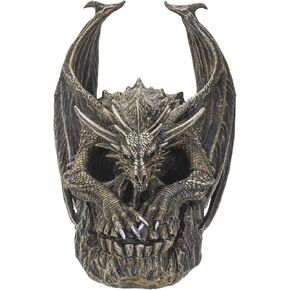 SUMMIT COLLECTION Spiral Dark Gothic Draco Dragon on Mutated Skull Figurine Fantasy Gothic Decorative Sculpture 7.5 Inches in Saudi Arabia