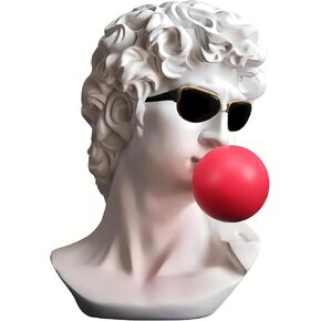 Blowing Bubbles David Statue，Greek David Head Resin Statues and Sculptures Home Decor Office Decor (Man)