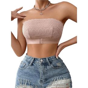 SOLY HUX Women's Strapless Front Close Bra Lace Push Up Lift Bralette Wireless Bandeau Bras