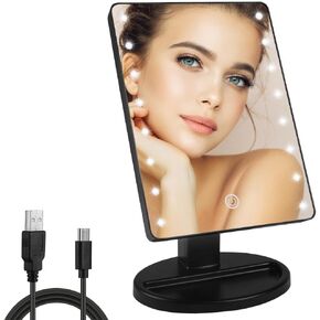 Lighted Vanity Makeup Mirror with 16 LED Lights 180° Rotation Screen Adjustable Brightness, Two Power Supply Modes Make Up Mirror (White)