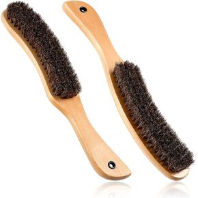 2 Pcs Felt Hat Brush Wood Hat Brush Cowboy Hat Clean Horse Hair Brushes Removes Dust Stains Hair Clothes Furniture Brush Kit (Wood)