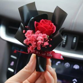 Black Fresh Flowers Mini Dried Flowers Bouquet for Car Air Vent Clips, Car Air Outlet Perfume Decoration, Car Air Fresheners Interior Accessories,Automotive Air Fresheners