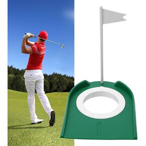 TOPINCN Indoor Outdoor Practice Putting Cup Mat with Hole and White Flag Plastic Office Garage Yard Putting Green Regulation Cup Practice Training Aids