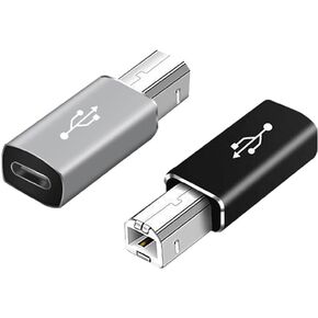 USB C Female to Printer Male USB B Convert Adapter Type C to MIDI Connector for Printer MIDI Electric Piano &Type-C Device/Laptop 2pcs
