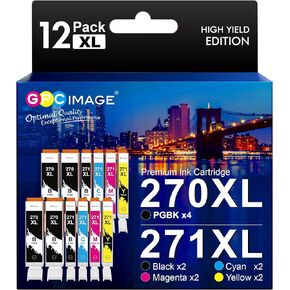 GPC Image Ink Cartridge Compatible for Canon PGI-270 CLI-271 Ink Cartridges to use with PIXMA MG6820 MG6821 MG7720 MG5720 MG5722 Printer | 12 Pack