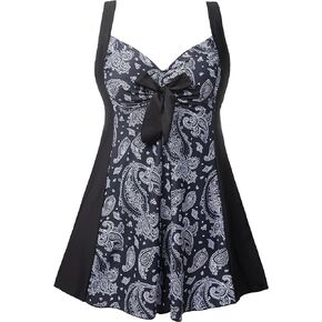 wantdo Women's Plus Size One Piece Swimsuit U Back Tummy Control Bathing Suit Recycled Eco-Friendly Swim Dress