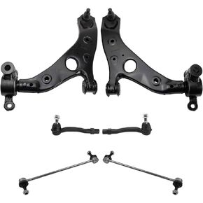 TRQ Front Control Arm Ball Joint Sway Bar Link Tie Rod Steering Suspension Kit 6pc for 2014-2017 Mazda 6