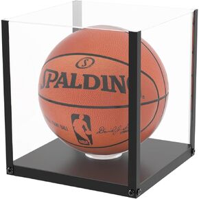 Basketball Display Case, Clear Acrylic Showcase Display Box Holder with Metal Frame for Autorgraph Football, Soccerball, Volleyball Memorabilia Collections-MK895A