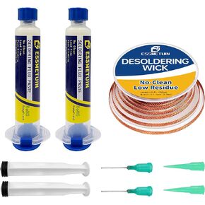 No Clean Soldering Flux Paste & Solder Wick, Desoldering Wick 10Ft Braid for Remover Solder Solder Flux for Electronics Soldering 10cc/Bottle(2PACK)