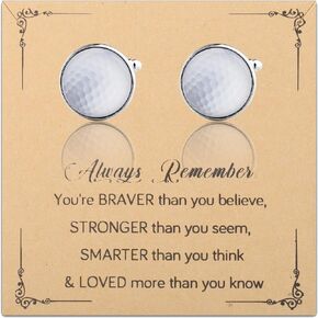CMNIM Golf Gifts Golf Ball Cufflinks for Men Golfer Cuff Studs Button Stuff for Golf Lover You’re Braver Than You Believe