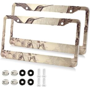 Blue Lightning License Plate Frames 2 Pcs 2 Holes Aluminum License Plate Frame Car License Plate Holder with Screw Caps, Elliptical Hole