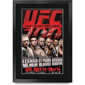 HWC Trading UFC 100 Brock Lesnar Frank Mir Georges 16" x 12" Framed Gifts Printed Signed Autograph Picture for UFC Memorabilia Fans - 16 x 12 Inches Framed
