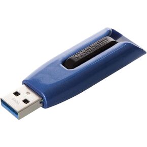 Verbatim 128GB USB 3.0 Store 'n' Go V3 Max Flash Drive - Cap-Less & PC / Mac Compatible - Blue