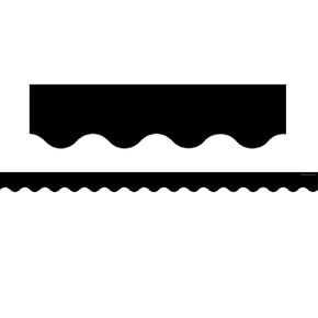 Teacher Created Resources Black Scalloped Rolled Border Trim, 50 Feet