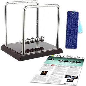Newton's Cradle Science Kit for Kids - Bundle with Newton's Cradle Toy for Teaching Physics with Toys Plus Bookmark | Newton's Laws Swinging Ball Pendulum
